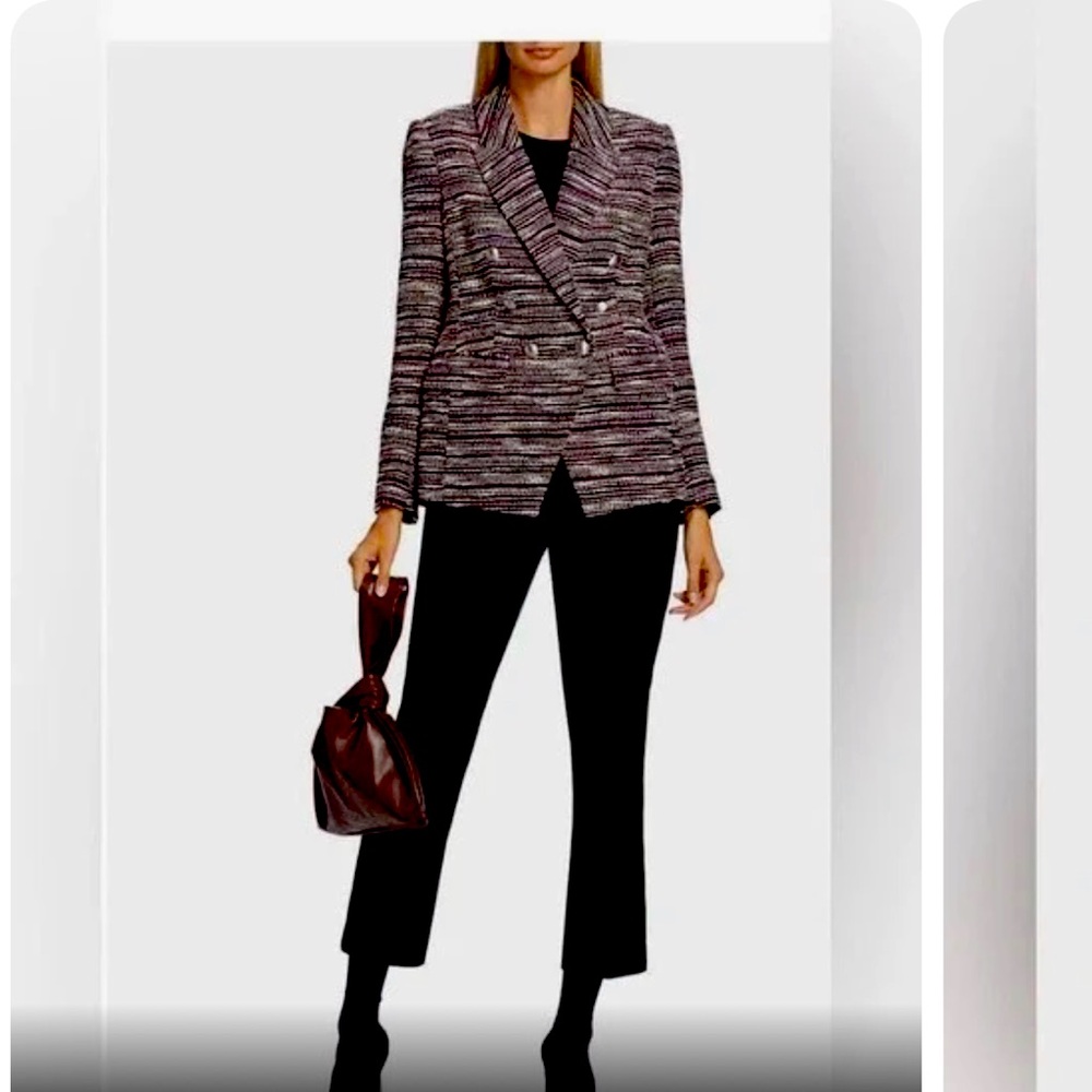 ELIE TAHARI  Tweed Double Breasted  Blazer